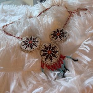 handmade one of a kind flower medallion native style necklace